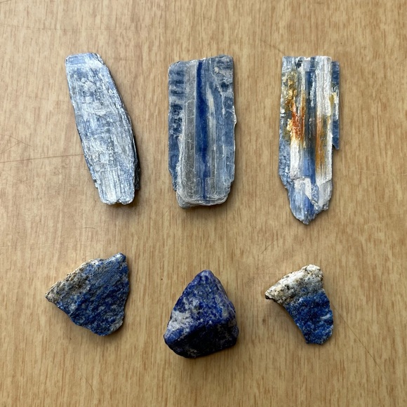 Kyanite 3 Pieces Lapis Lazuli 3 Pieces, Set Of 6 Crystals - Picture 2 of 9
